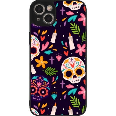 Coque iPhone 14 Plus - Silicone rigide noir Halloween 2023 mexican style