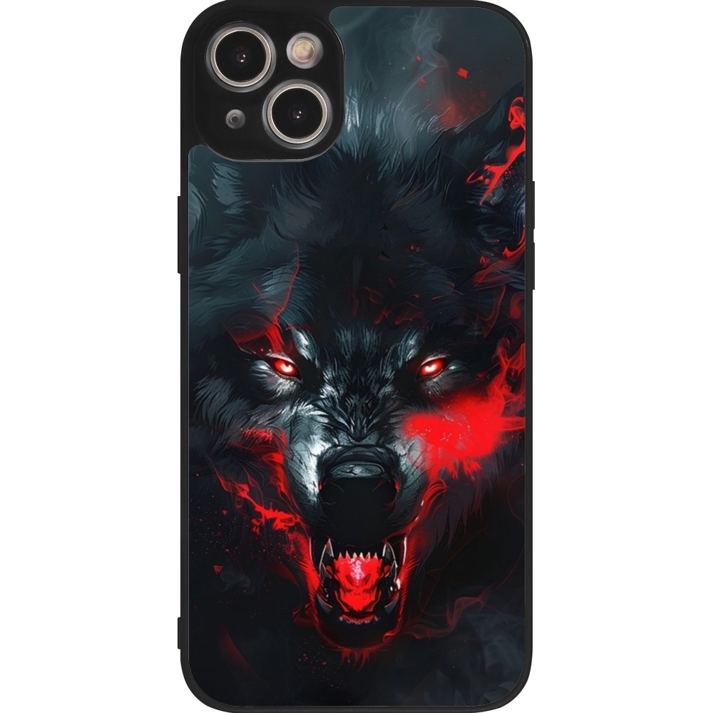 Coque iPhone 14 Plus - Silicone rigide noir Halloween 2024 mad werewolf