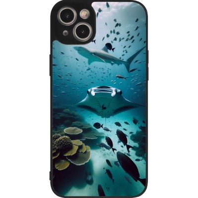 Coque iPhone 14 Plus - Silicone rigide noir Manta Lagon Nettoyage