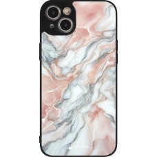 Coque iPhone 14 Plus - Silicone rigide noir Marbre Rose Lumineux