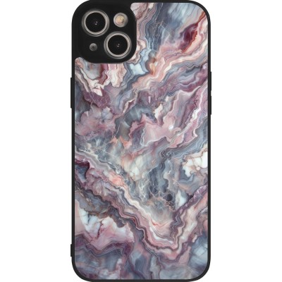 Coque iPhone 14 Plus - Silicone rigide noir Marbre violette argentée