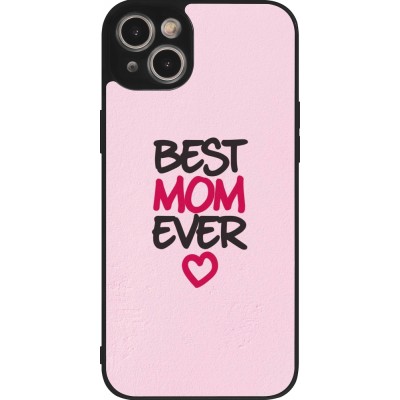 Coque iPhone 14 Plus - Silicone rigide noir Mom 2023 best Mom ever pink