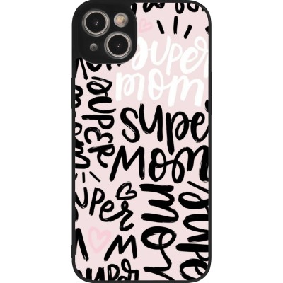 Coque iPhone 14 Plus - Silicone rigide noir Mom 2024 Super mom