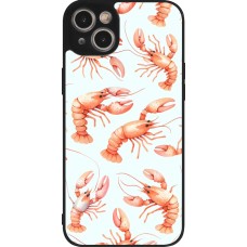 Coque iPhone 14 Plus - Silicone rigide noir Pattern de homards pastels