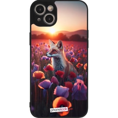 Coque iPhone 14 Plus - Silicone rigide noir Renard pourpre au crépuscule