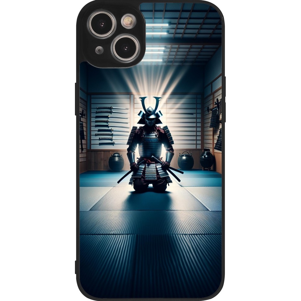 Coque iPhone 14 Plus - Silicone rigide noir Samouraï en prière