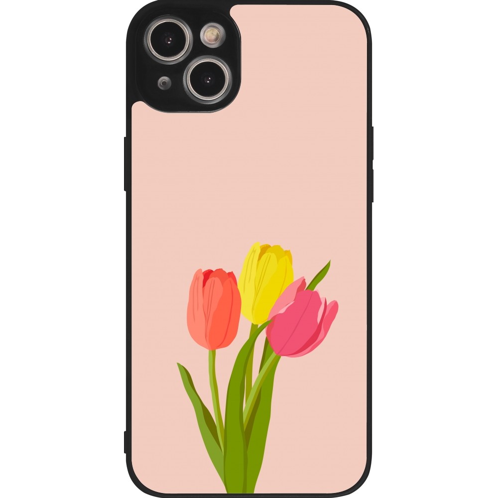 Coque iPhone 14 Plus - Silicone rigide noir Spring 23 tulip trio