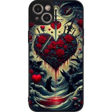 Coque iPhone 14 Plus - Silicone rigide noir Dark Love Coeur Sang