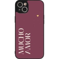 Coque iPhone 14 Plus - Silicone rigide noir Valentine 2024 mucho amor rosado