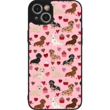 Coque iPhone 14 Plus - Silicone rigide noir Valentine 2024 puppy love