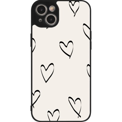 Coque iPhone 14 Plus - Silicone rigide noir Valentine 2023 minimalist hearts