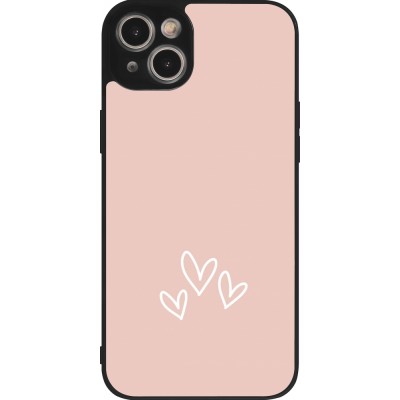 Coque iPhone 14 Plus - Silicone rigide noir Valentine 2023 three minimalist hearts