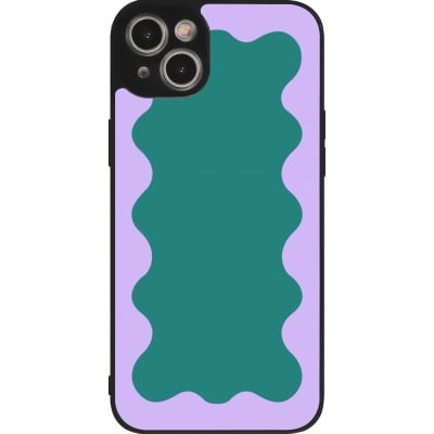 Coque iPhone 14 Plus - Silicone rigide noir Wavy Rectangle Green Purple