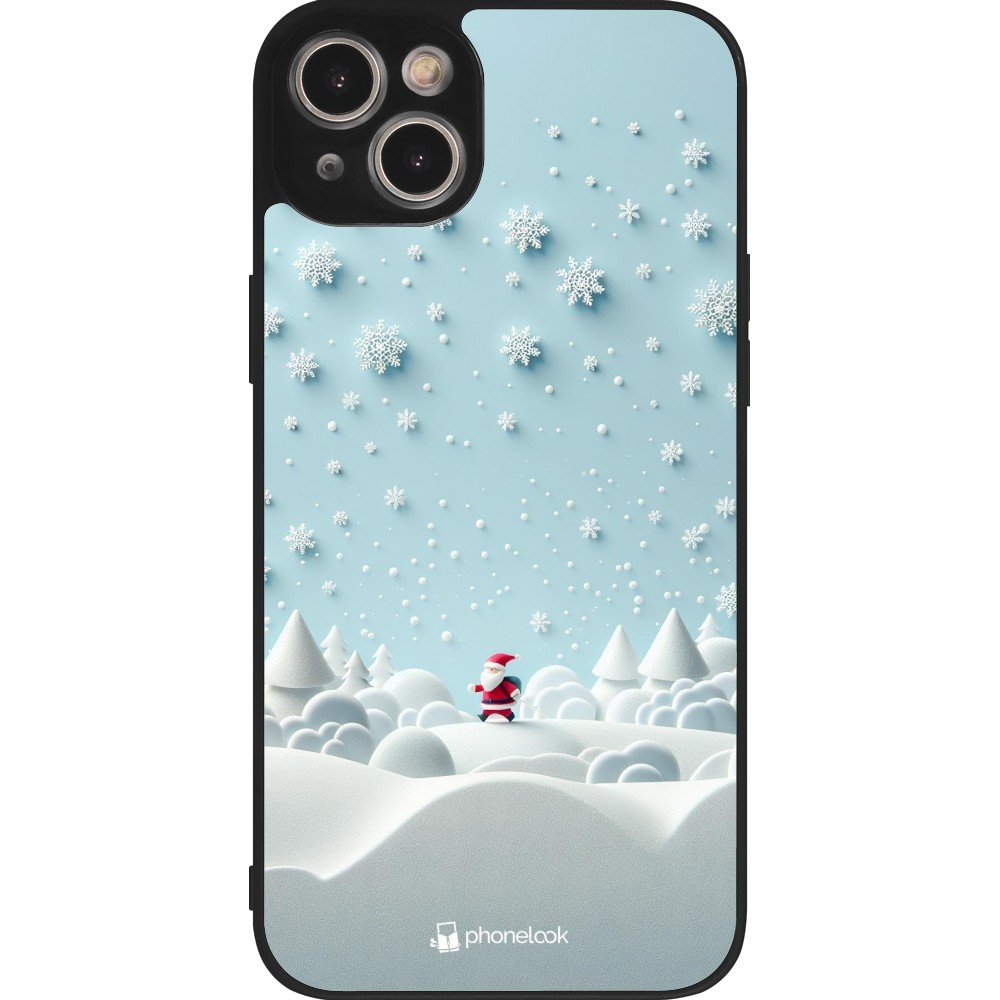 Coque iPhone 14 Plus - Silicone rigide noir Noël 2023 Petit Père Flocon