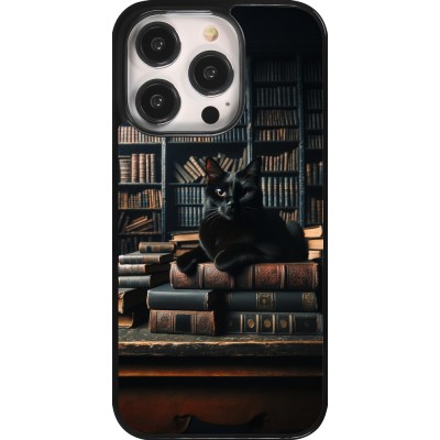 Coque iPhone 14 Pro - Chat livres sombres