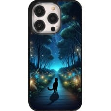 Coque iPhone 14 Pro - Chat noir promenade