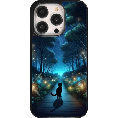 Coque iPhone 14 Pro - Chat noir promenade