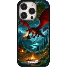 Coque iPhone 14 Pro - Dragon Volant Forêt Trésor