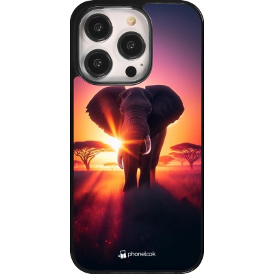 Coque iPhone 14 Pro - Elephant Sunrise Beauty