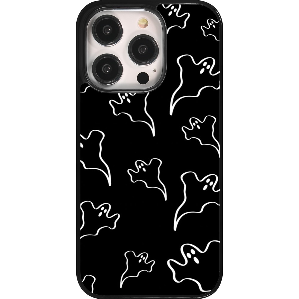 Coque iPhone 14 Pro - Halloween 2024 black and white ghosts