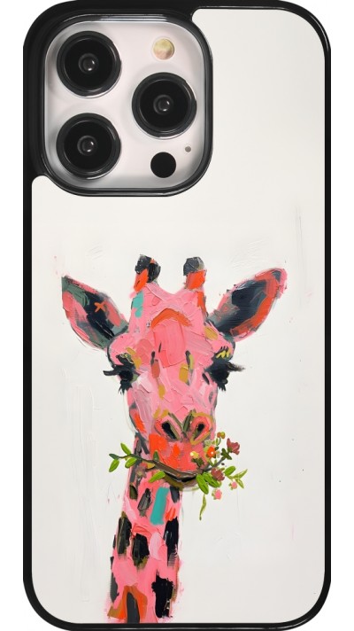 Coque iPhone 14 Pro - Pink Girafe Paint