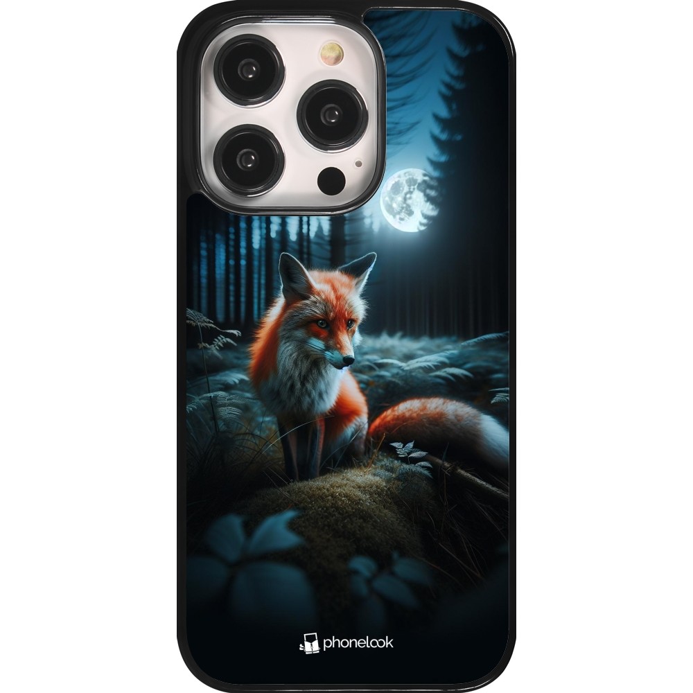 Coque iPhone 14 Pro - Renard lune forêt