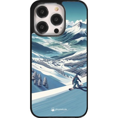 Coque iPhone 14 Pro - Snowboarder Montagne