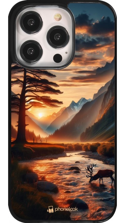 Coque iPhone 14 Pro - Valley Sunset Deer Tree