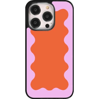 Coque iPhone 14 Pro - Wavy Rectangle Orange Pink