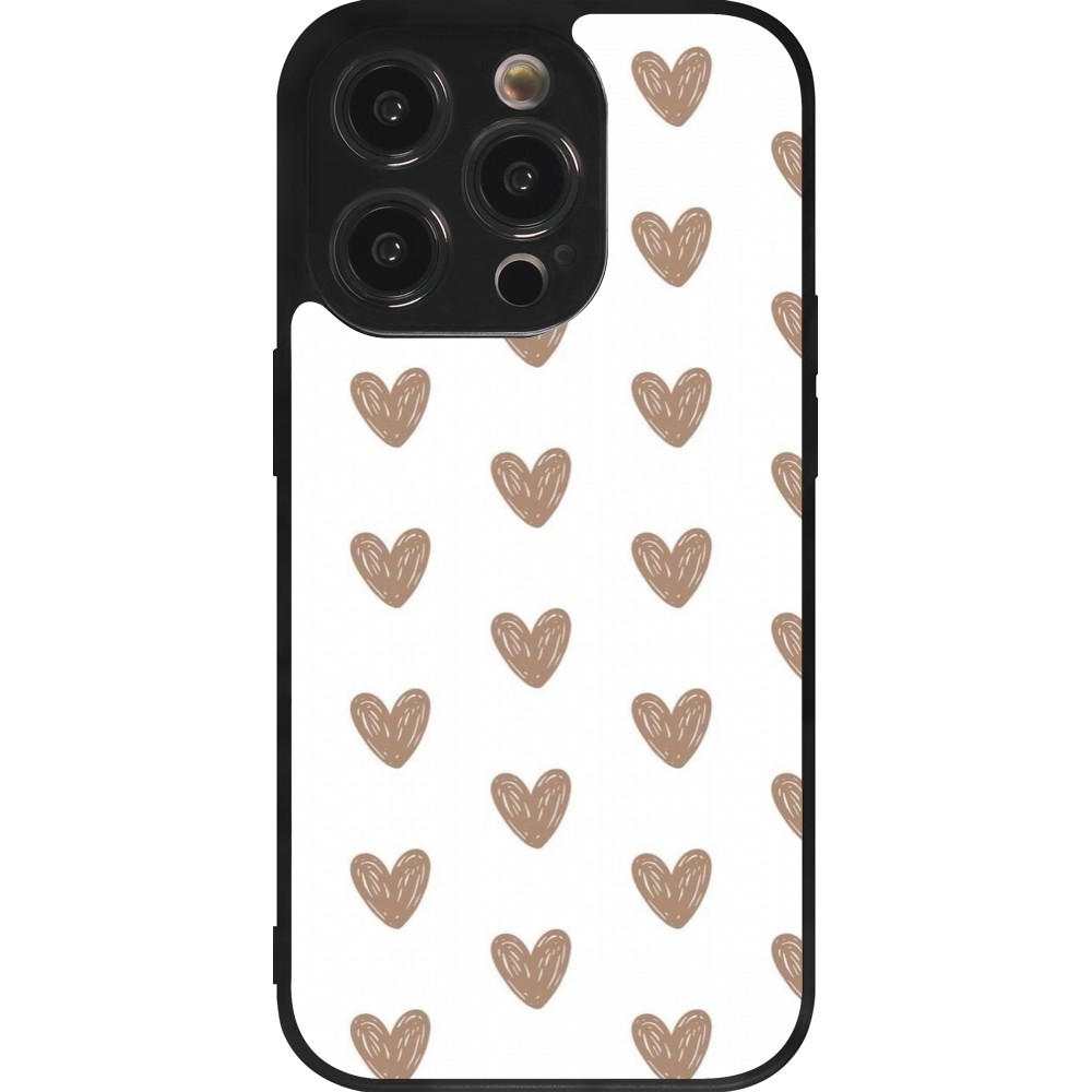 Coque iPhone 14 Pro - Silicone rigide noir Autumn 2024 brown hearts