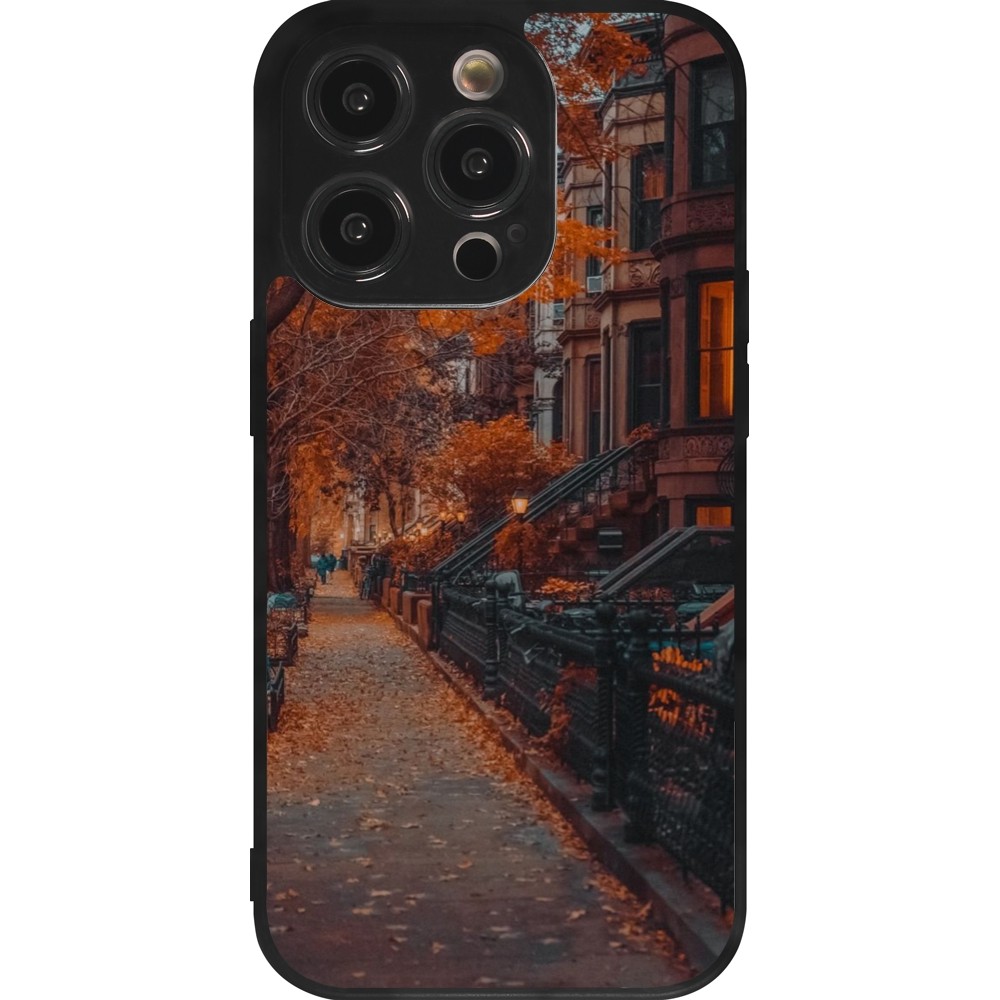 Coque iPhone 14 Pro - Silicone rigide noir Autumn 2024 city