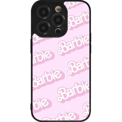 Coque iPhone 14 Pro - Silicone rigide noir Barbie light pink pattern