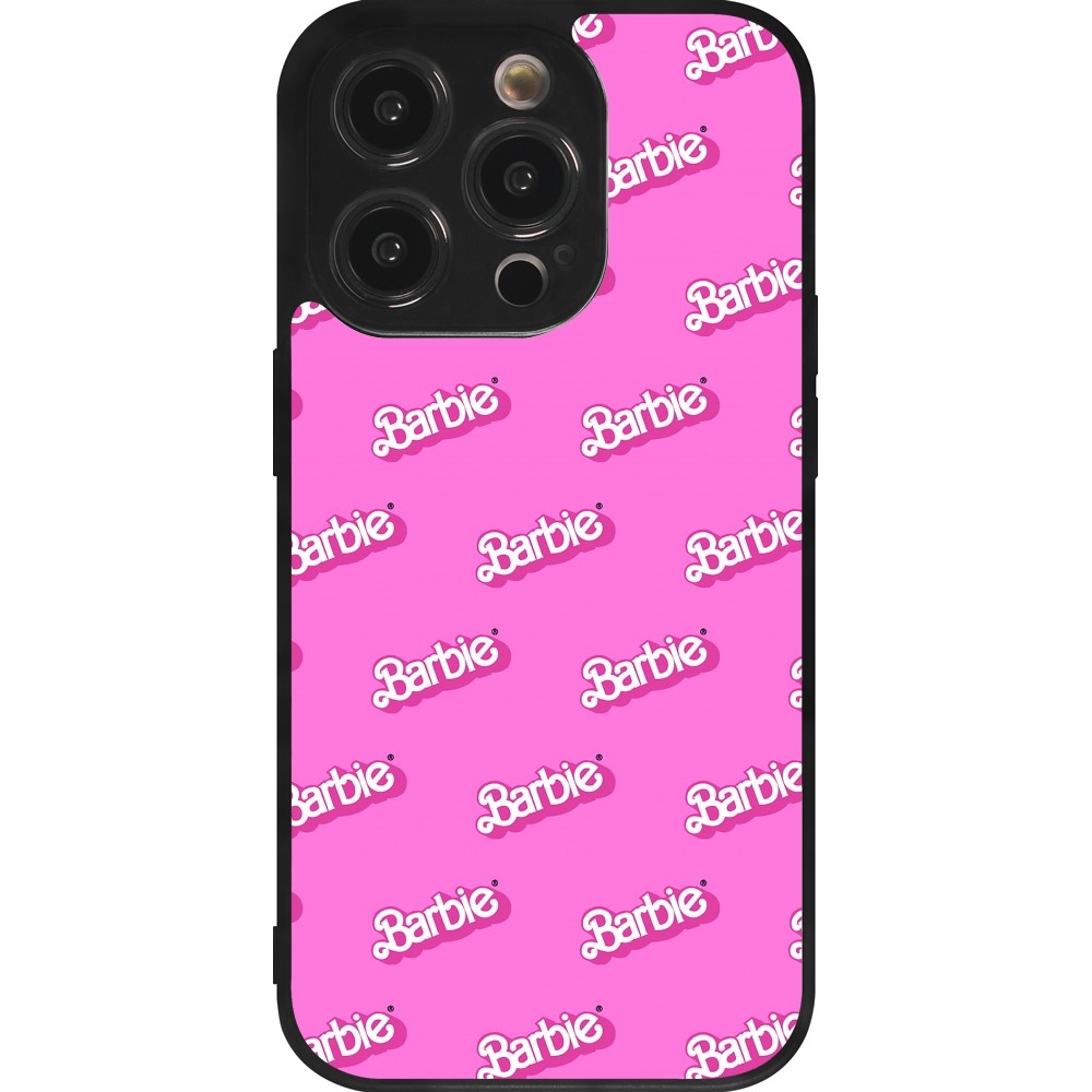 Coque iPhone 14 Pro - Silicone rigide noir Barbie Pattern