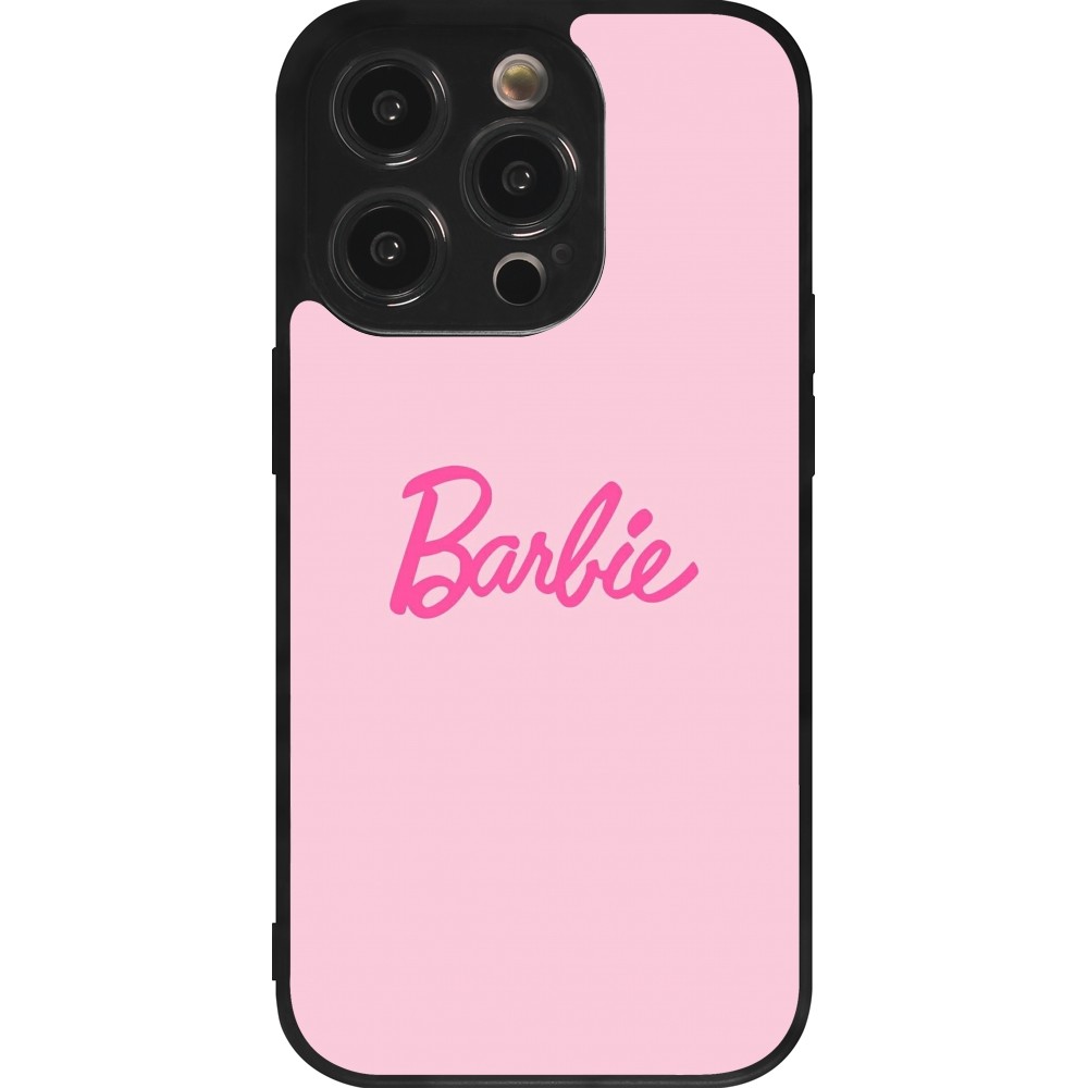 Coque iPhone 14 Pro - Silicone rigide noir Barbie Text