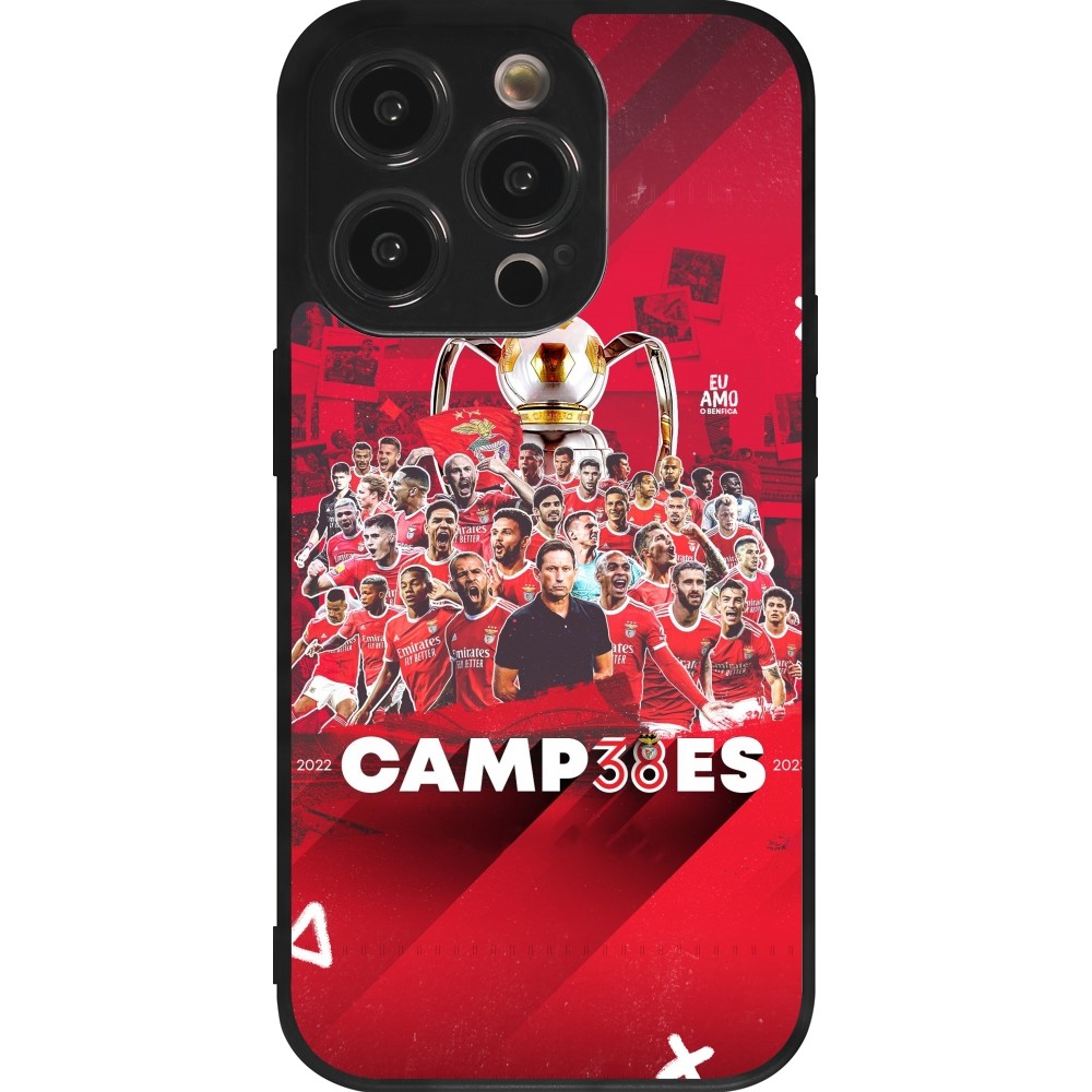 Coque iPhone 14 Pro - Silicone rigide noir Benfica Campeoes 2023