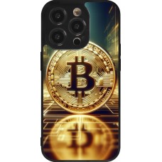 Coque iPhone 14 Pro - Silicone rigide noir Bitcoin Standing