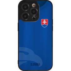 Coque iPhone 14 Pro - Silicone rigide noir Maillot de football Slovaquie