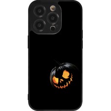 Coque iPhone 14 Pro - Silicone rigide noir Halloween 2023 discreet pumpkin