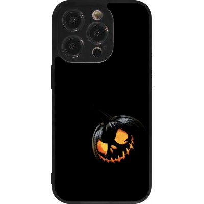 Coque iPhone 14 Pro - Silicone rigide noir Halloween 2023 discreet pumpkin