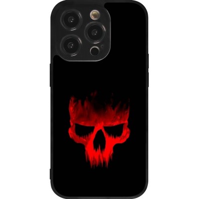 Coque iPhone 14 Pro - Silicone rigide noir Halloween 2023 scary skull