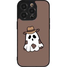 Coque iPhone 14 Pro - Silicone rigide noir Halloween 2024 cowboy ghost