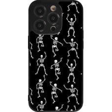 Coque iPhone 14 Pro - Silicone rigide noir Halloween 2024 dancing skeleton