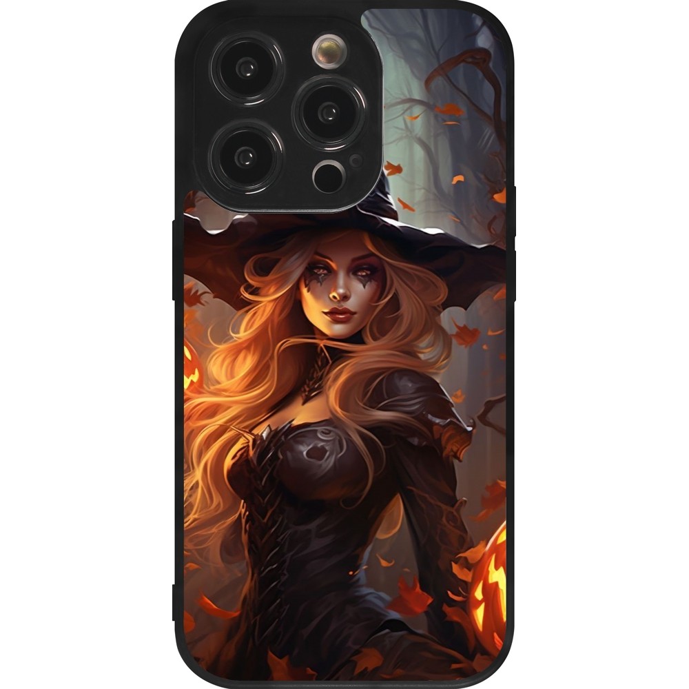 Coque iPhone 14 Pro - Silicone rigide noir Halloween 2024 sexy witch