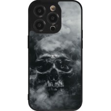 Coque iPhone 14 Pro - Silicone rigide noir Halloween 2024 smoky skull