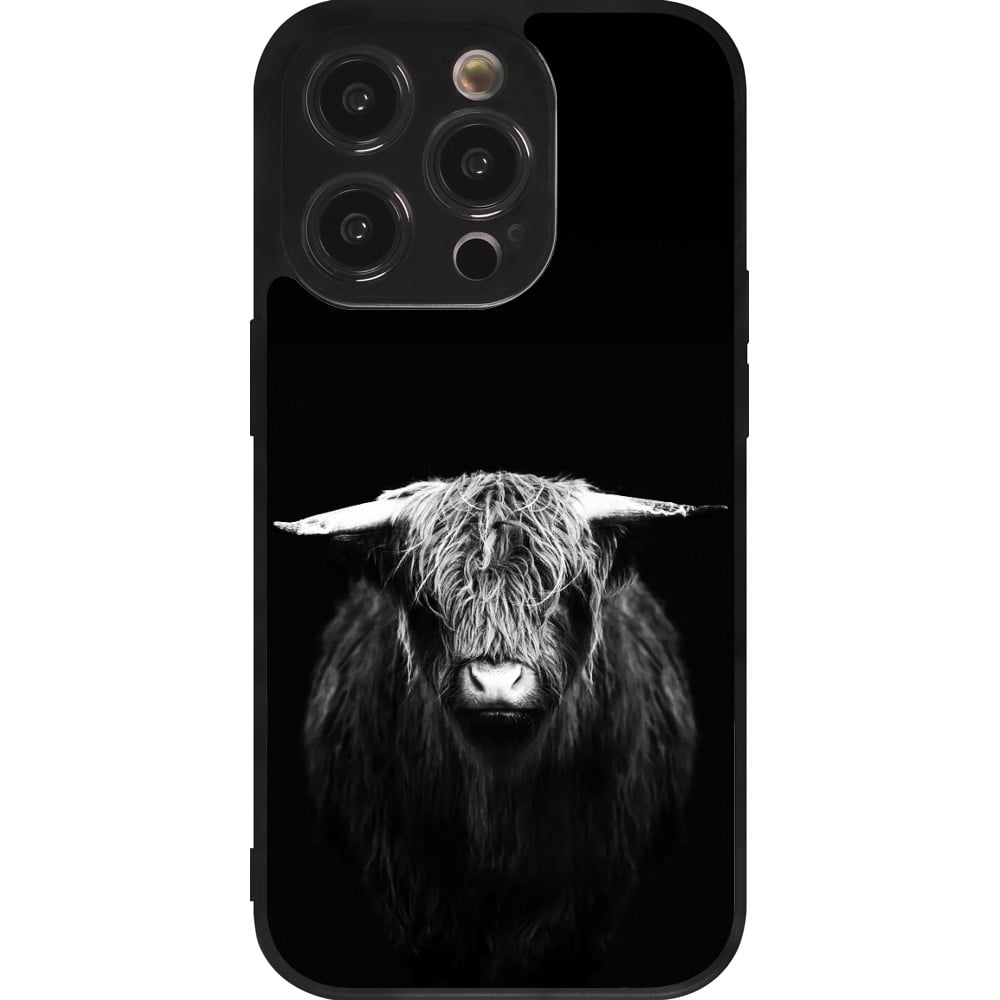 Coque iPhone 14 Pro - Silicone rigide noir Highland calf black