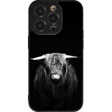 Coque iPhone 14 Pro - Silicone rigide noir Highland calf black