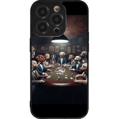 Coque iPhone 14 Pro - Silicone rigide noir Les pokerdogs