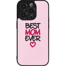 Coque iPhone 14 Pro - Silicone rigide noir Mom 2023 best Mom ever pink