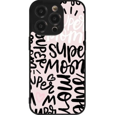 Coque iPhone 14 Pro - Silicone rigide noir Mom 2024 Super mom