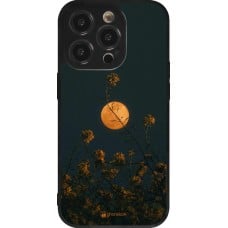 Coque iPhone 14 Pro - Silicone rigide noir Moon Flowers